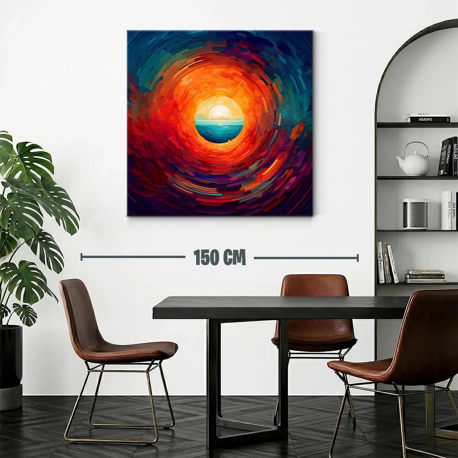 Círculo de fuego con horizonte y mar en tonos vibrantes — miniatura 2