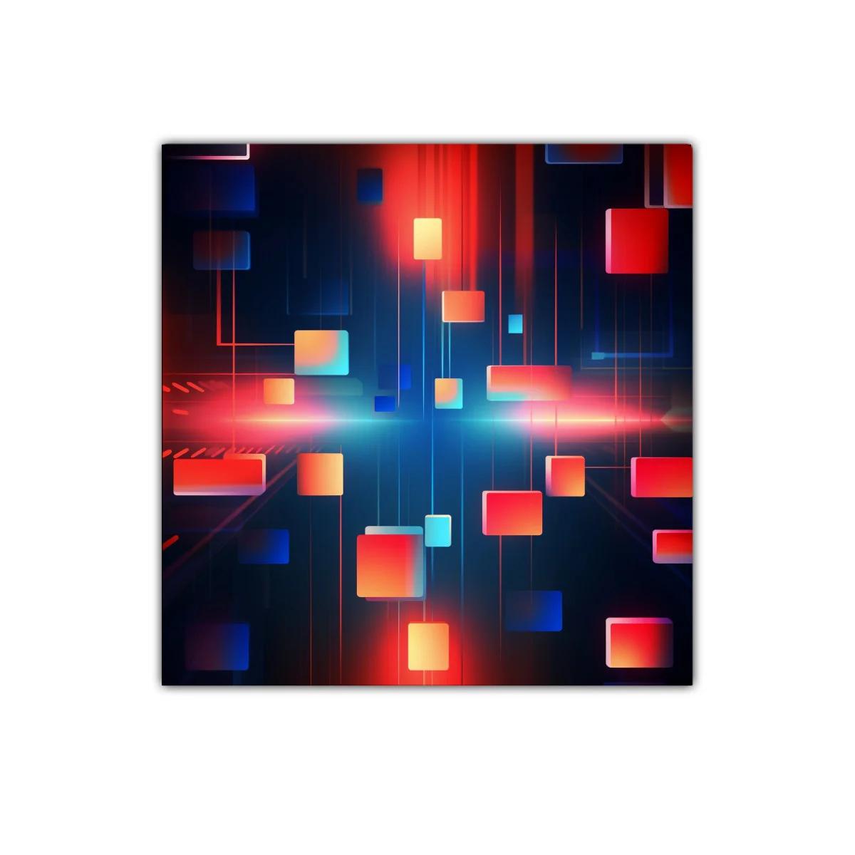 Composición abstracta con cuadrados en tonos vibrantes y oscuros — imagen principal