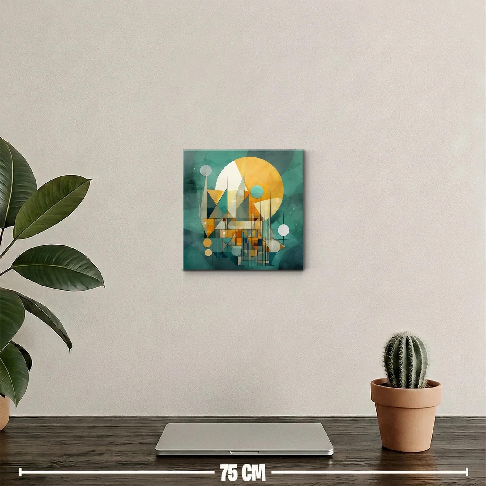 Composición geométrica en tonos dorados y verdes — miniatura 2