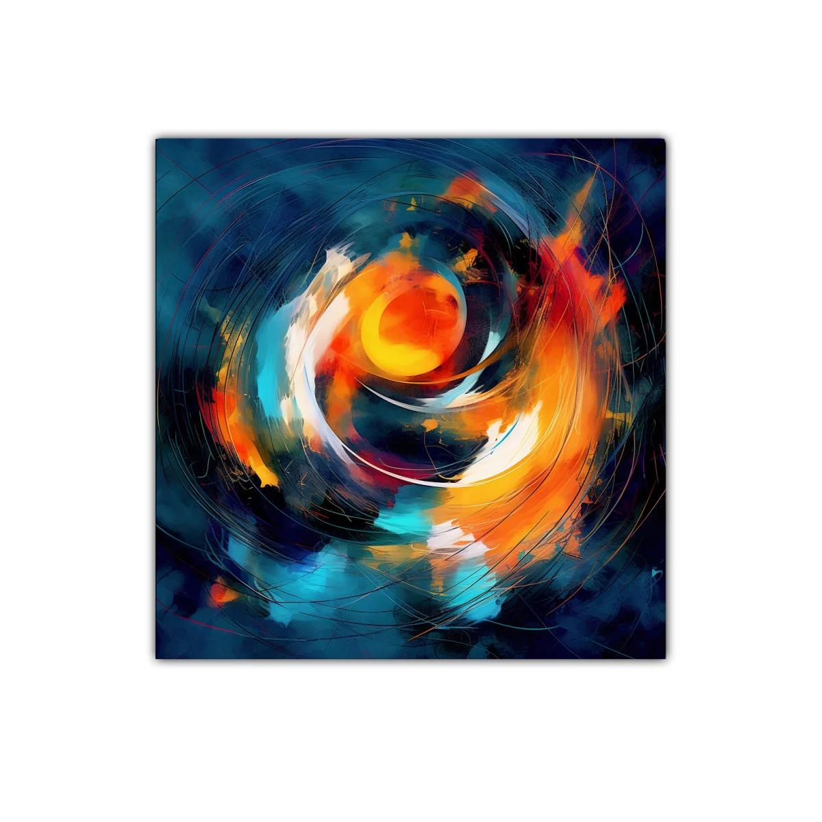Cuadro abstracto con espiral de colores cálidos y fríos — imagen principal