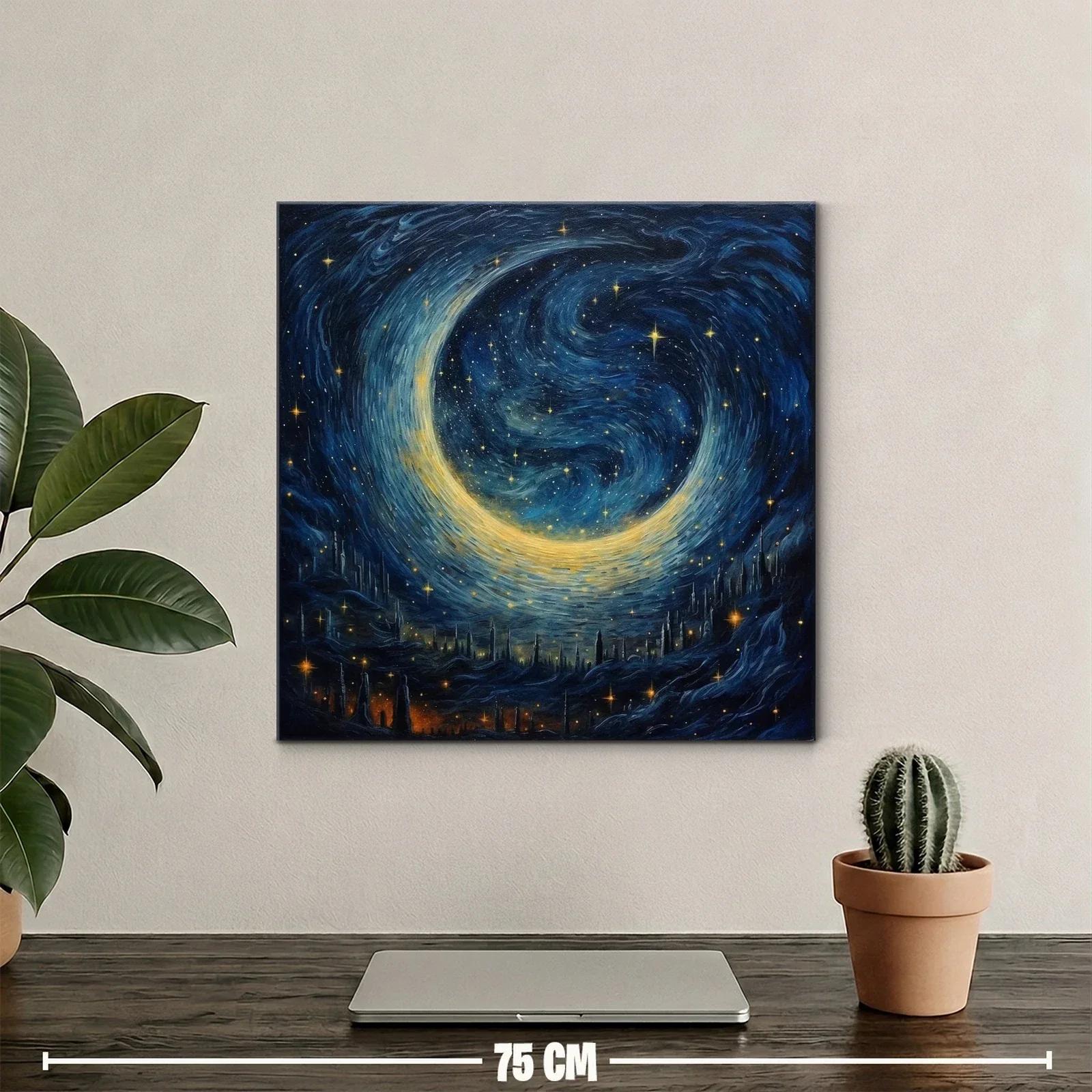 Inspirador cielo estrellado con luna brillante y galaxias en movimiento — miniatura 2