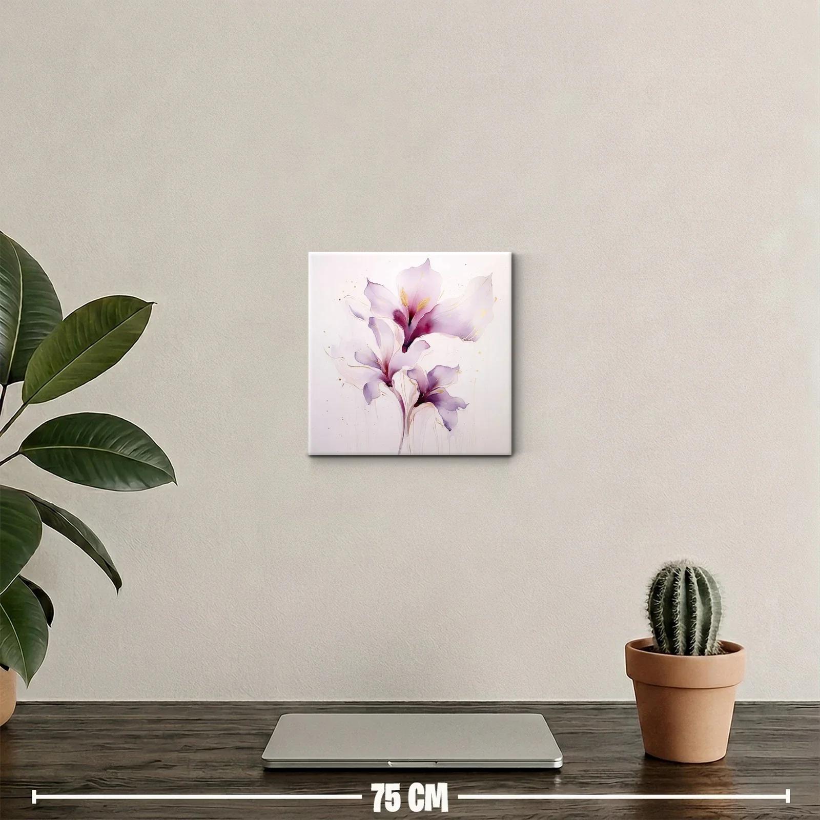 Cuadro decorativo con flores en tonos violetas y dorados — miniatura 2