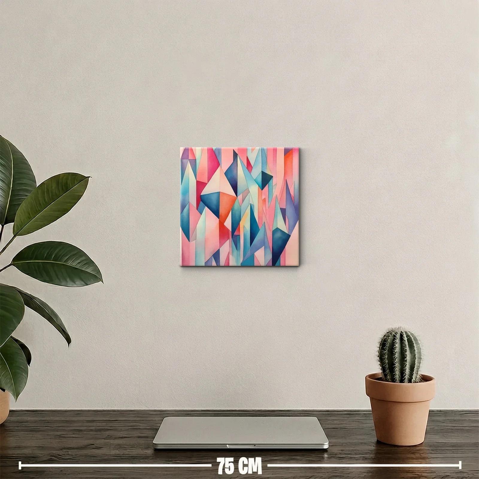 Cuadro decorativo con diseño geométrico en tonos pastel vibrantes — miniatura 2