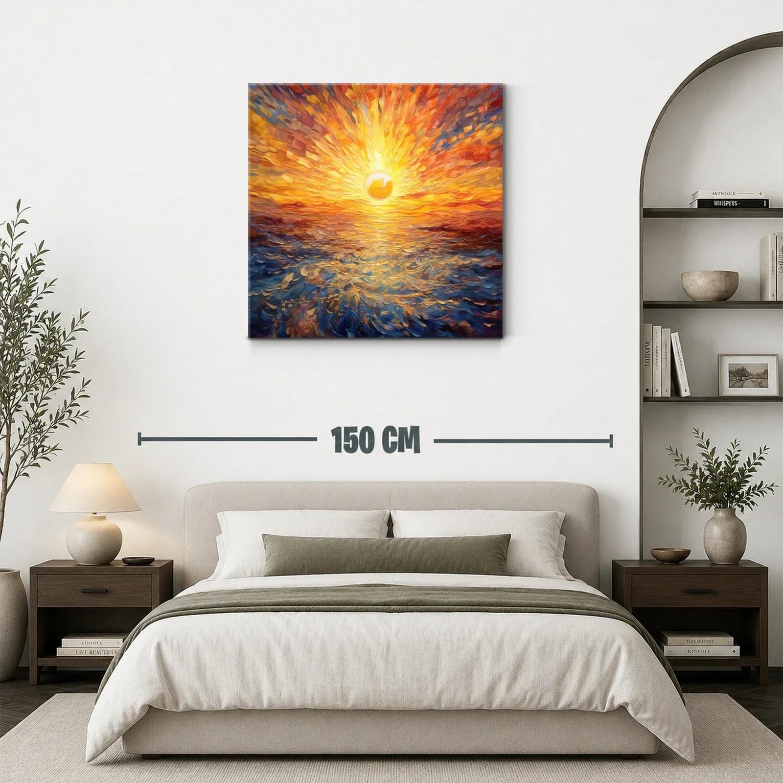 Cuadro vibrante de amanecer sobre el mar en tonos cálidos — miniatura 3