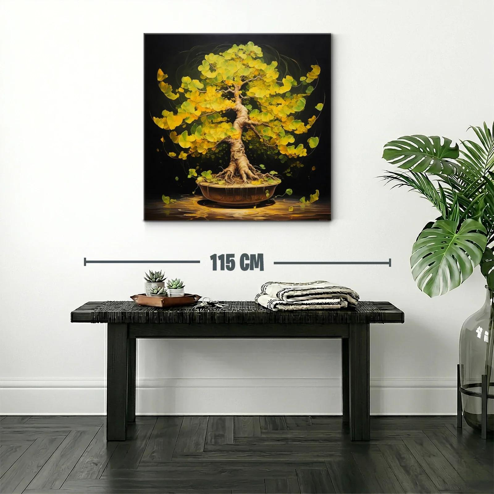 Armonía natural en árbol bonsái de hojas amarillas vibrantes — miniatura 2