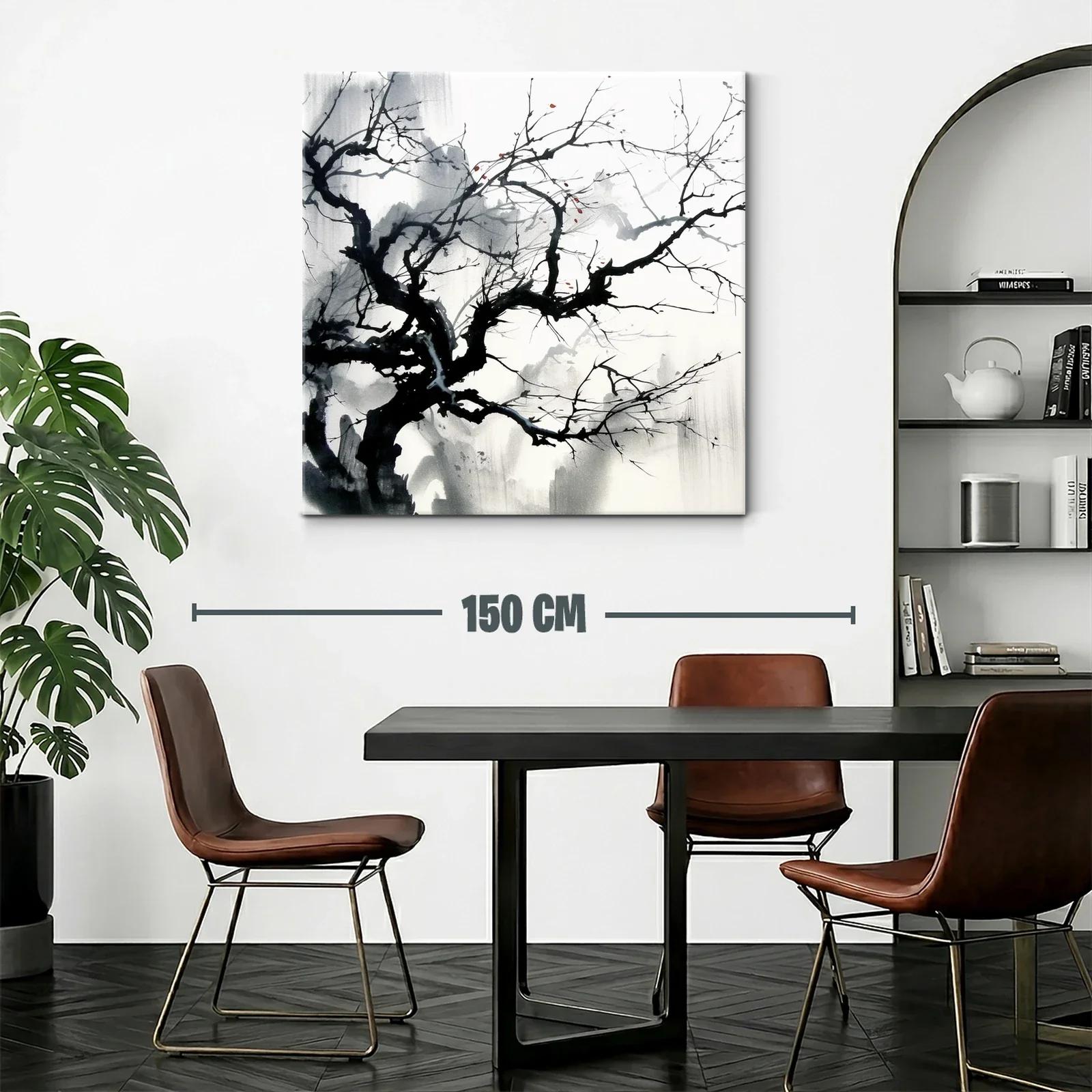 Árbol desnudo con toques de rojo en tinta artística — miniatura 2