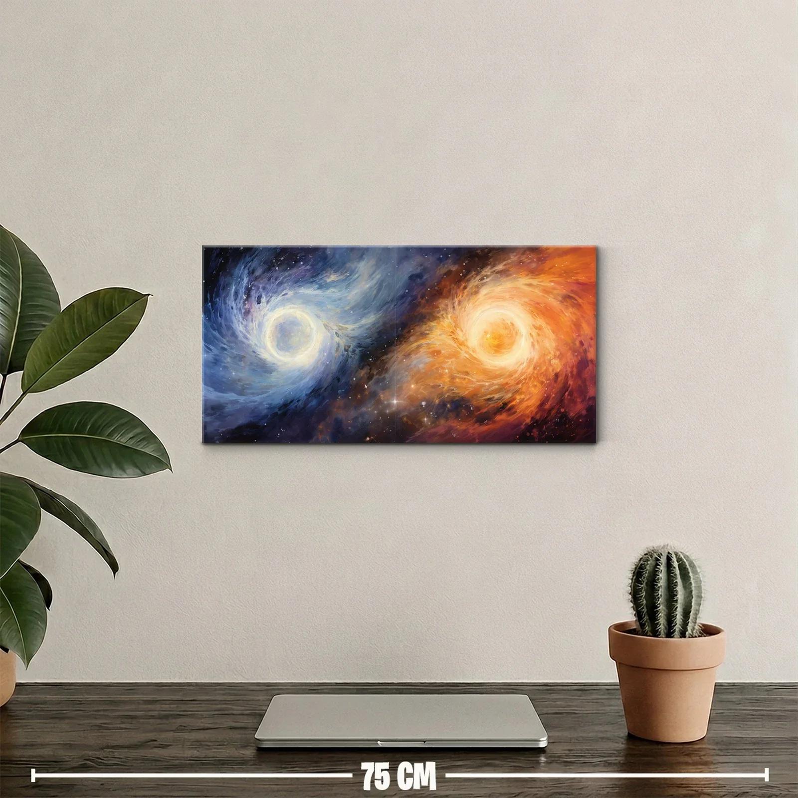 Cuadro dos galaxias espirales con vórtices luminosos — miniatura 2
