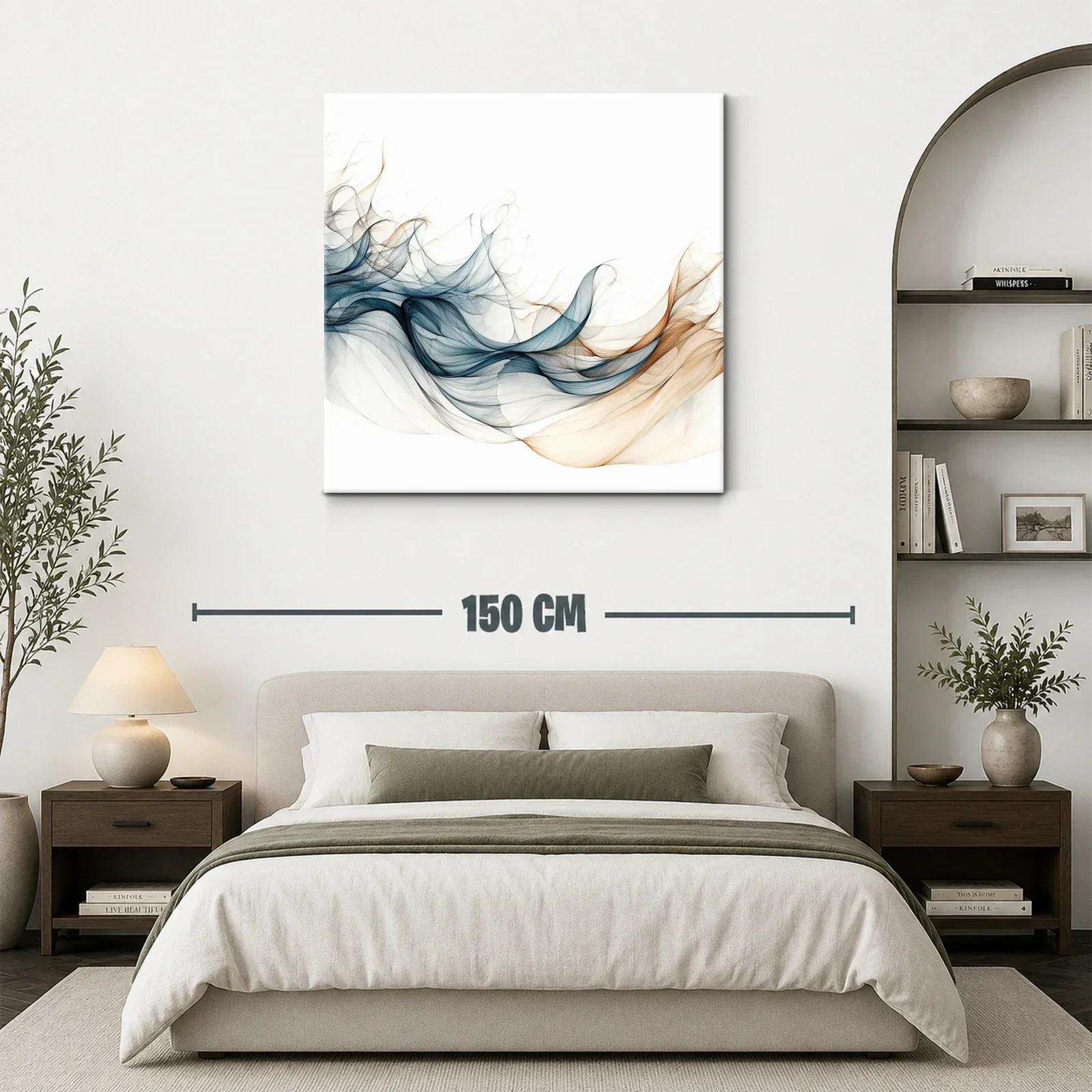 Arte abstracto con suaves ondas en tonos azules y beige — miniatura 3