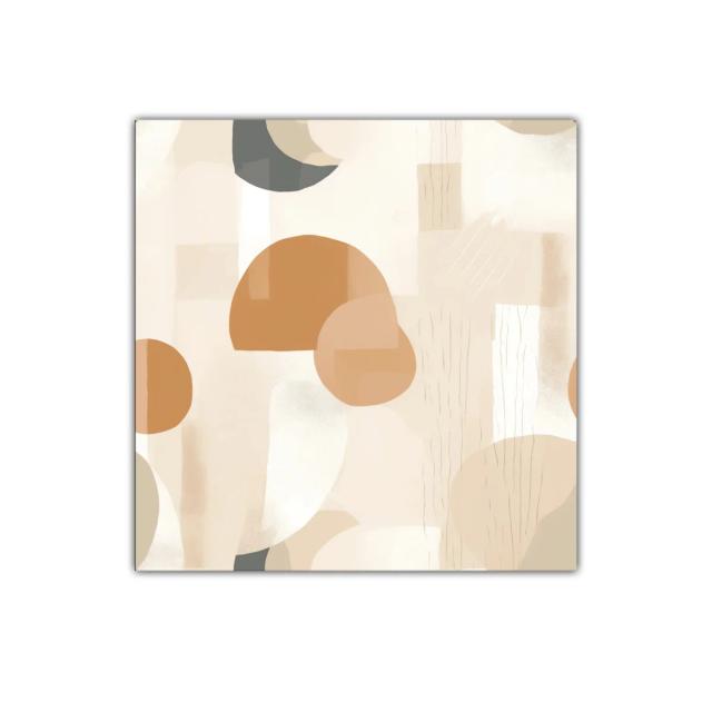 Cuadro abstracto con formas geométricas suaves y neutras