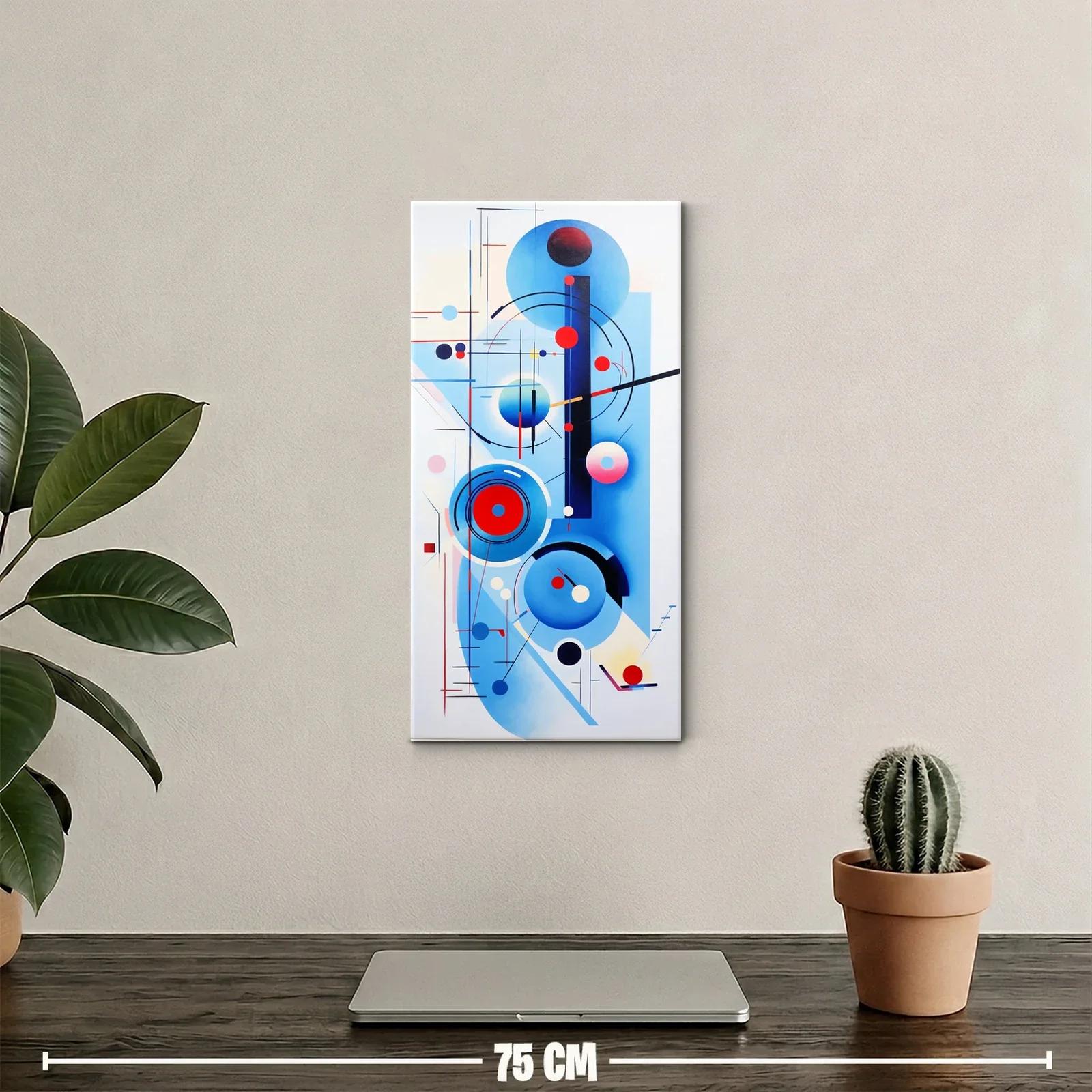 Cuadro composición geométrica con discos rojos — miniatura 2