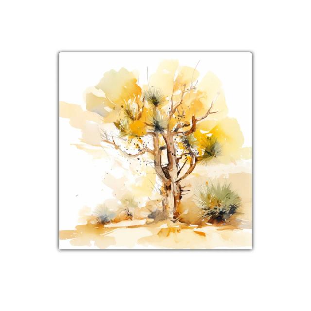 Árbol dorado en paisaje abstracto vibrante y natural