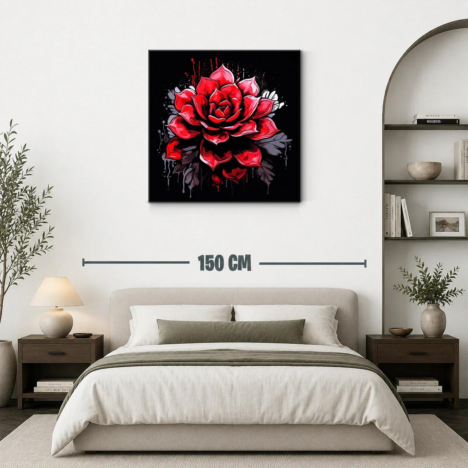 Impactante rosa roja con fondo oscuro vibrante — miniatura 3