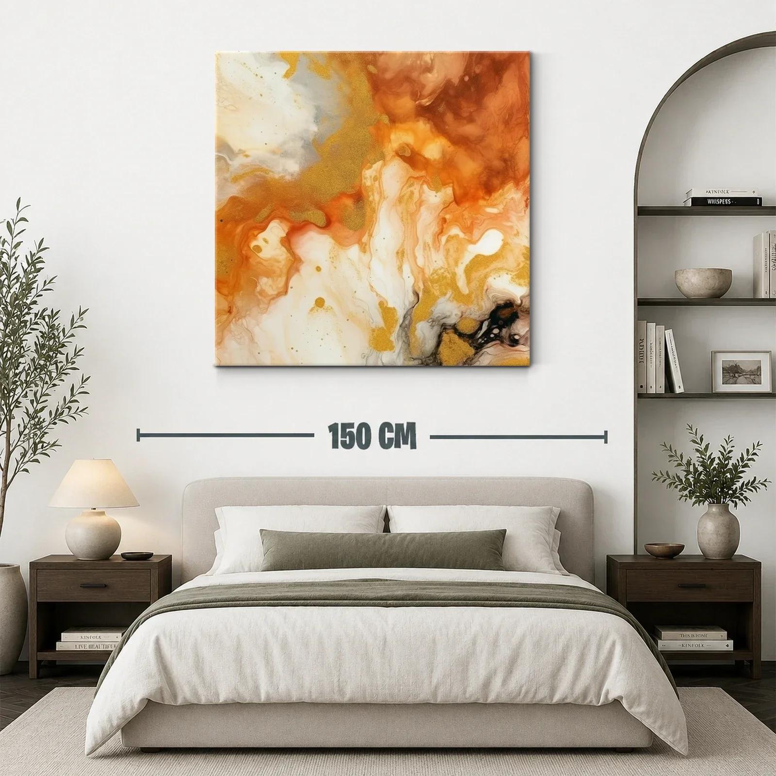 Cuadro abstracto con tonos cálidos y dorados — miniatura 3