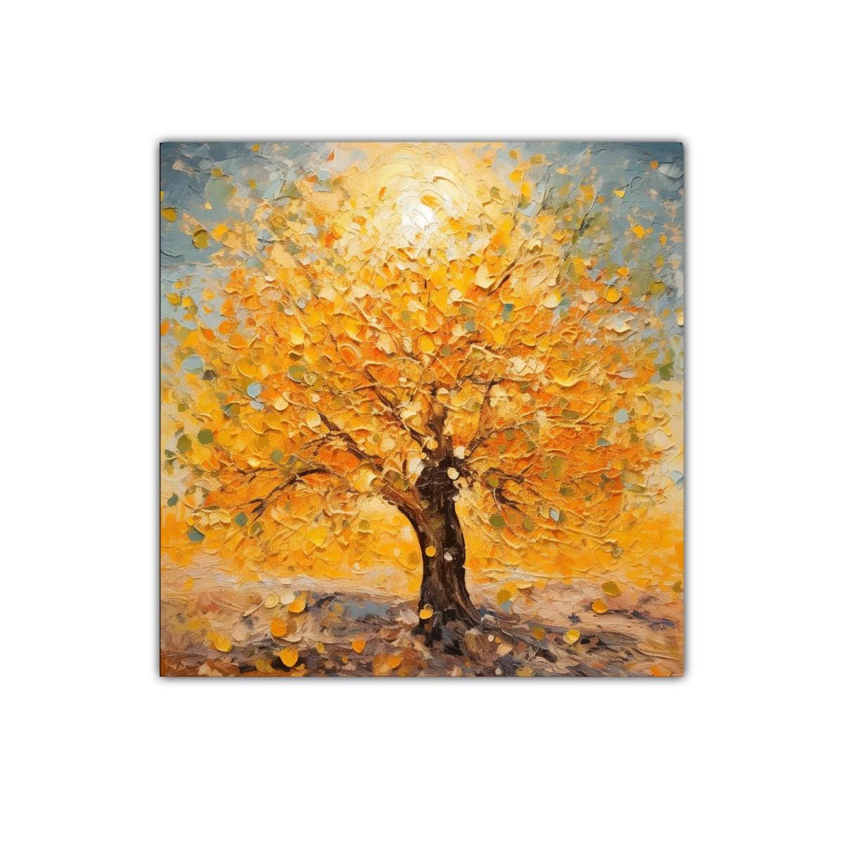 Árbol dorado con follaje vibrante y cielo azul — imagen principal