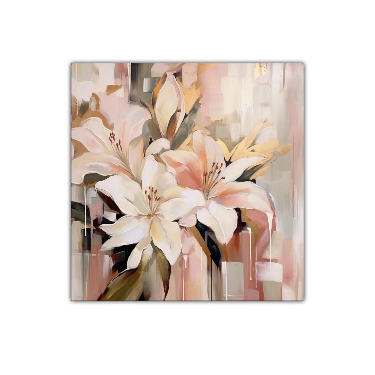 Cuadro decorativo con flores blancas y tonos cálidos — imagen principal