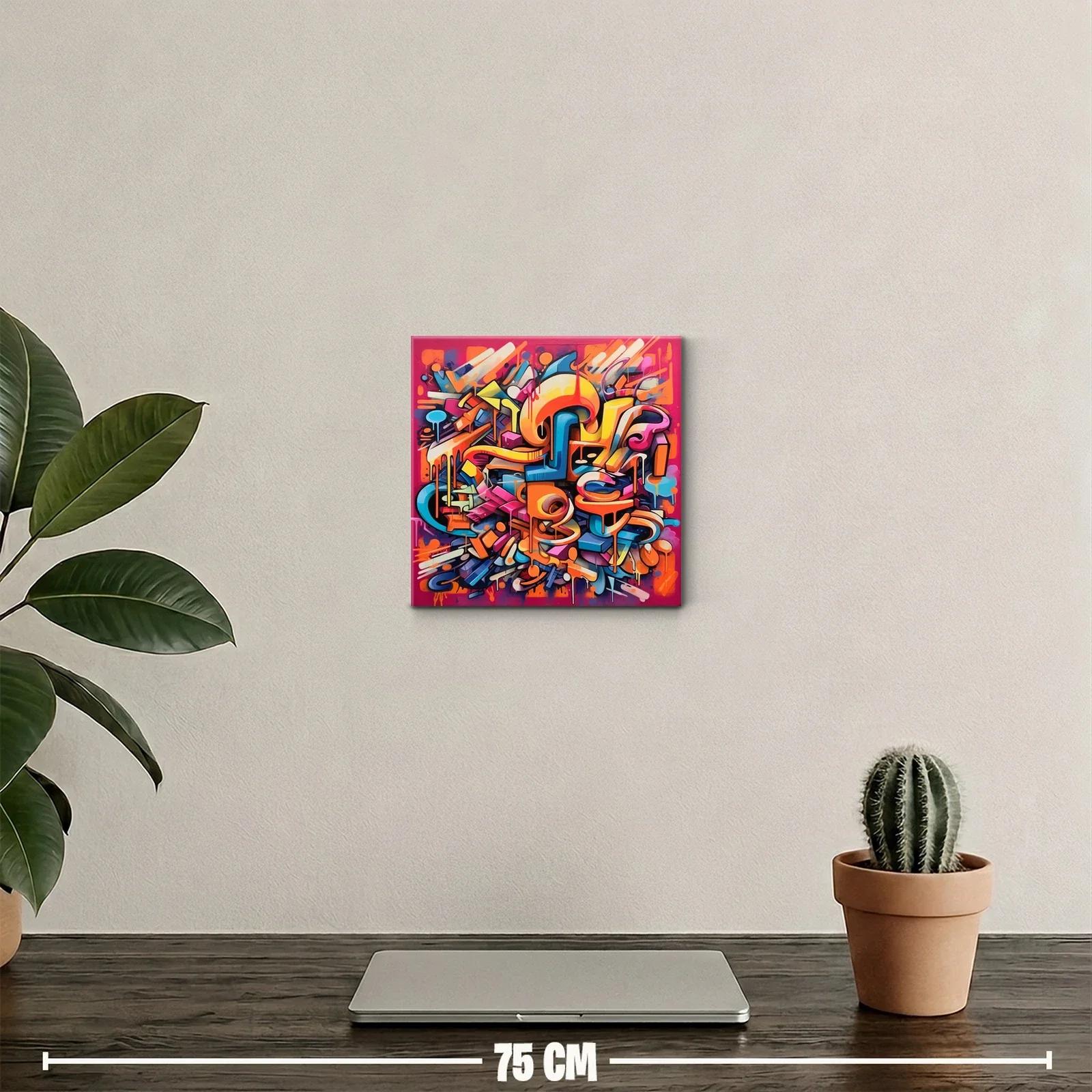 Cuadro abstracto vibrante con formas y colores intensos — miniatura 2
