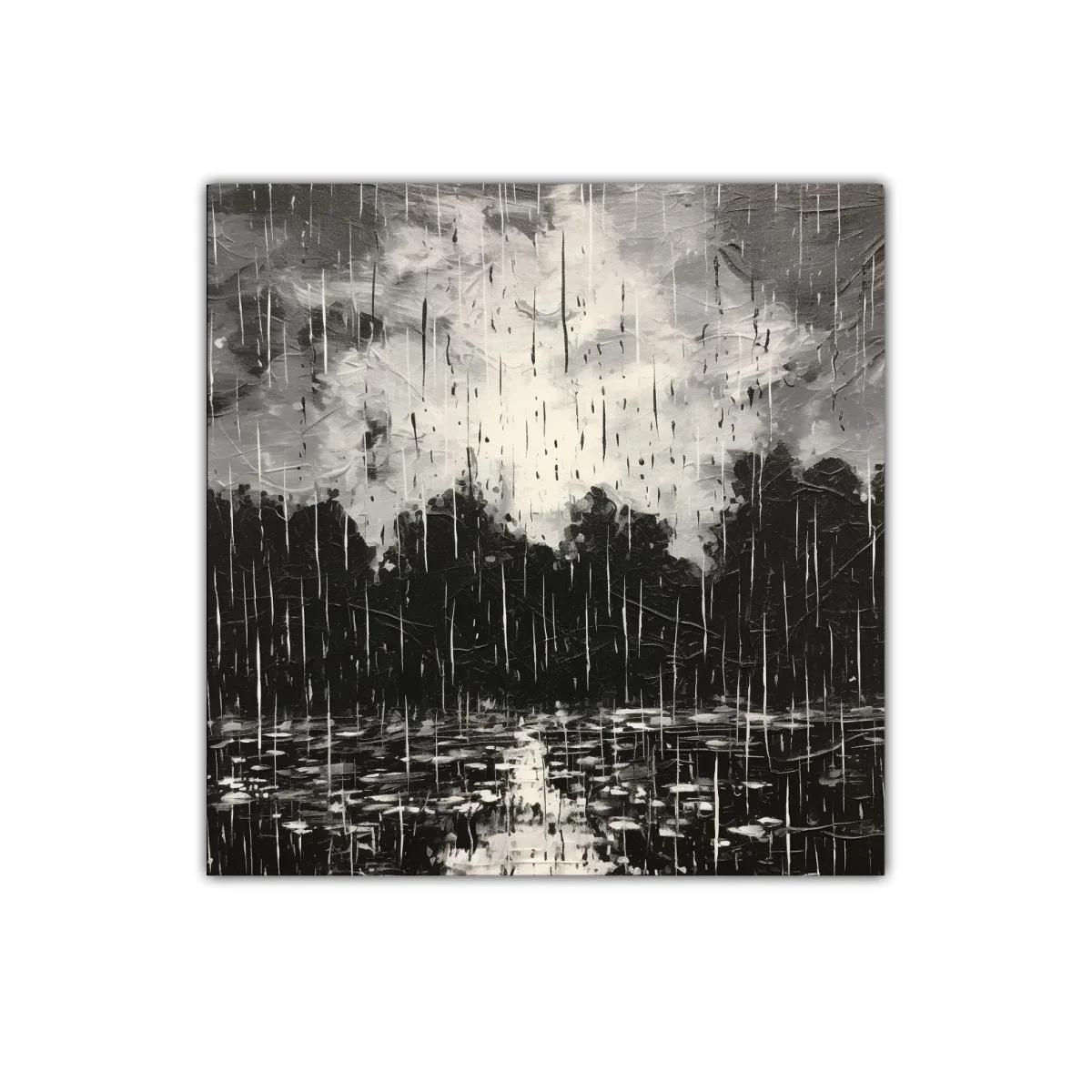 Cuadro artístico paisaje lluvioso en tonos gris y negro — imagen principal
