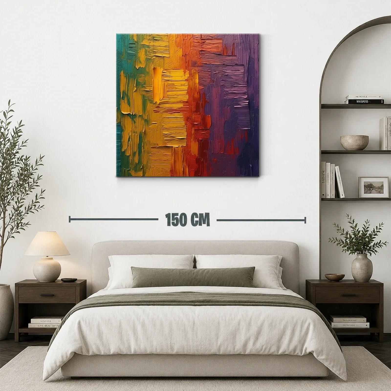 Cuadro abstracto con texturas y vibrantes tonos cálidos — miniatura 3