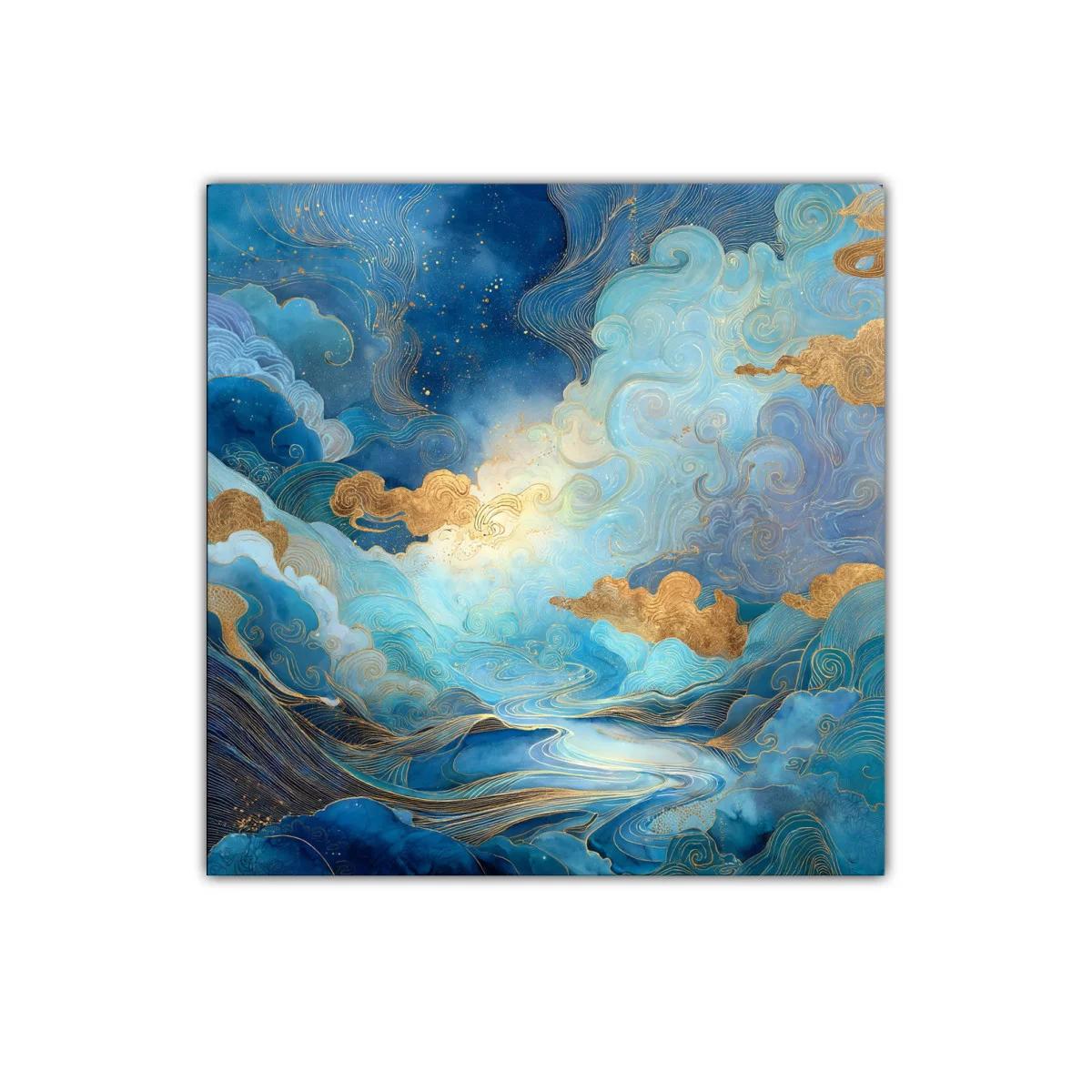 Paisaje onírico en tonos azules y dorados luminosos — imagen principal