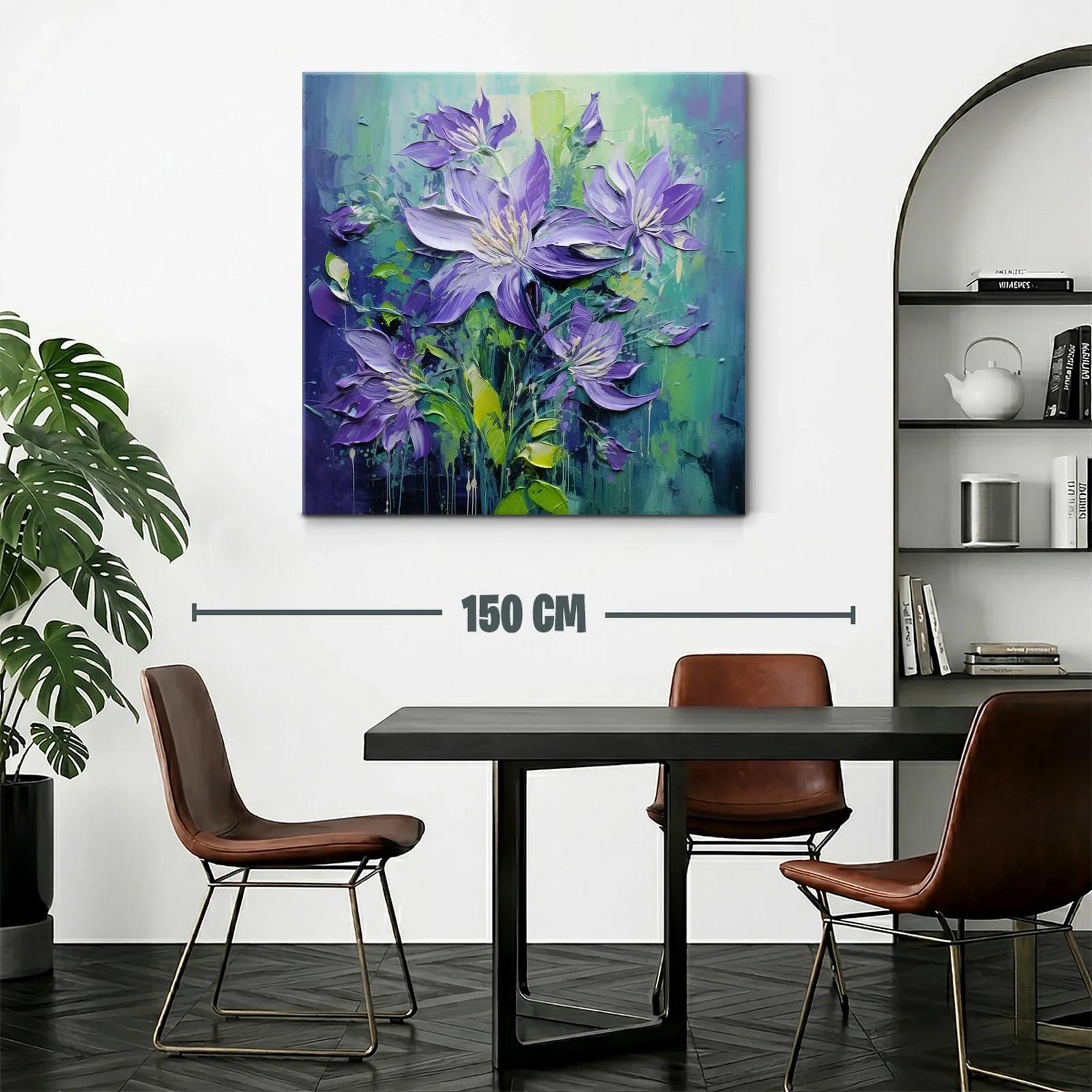 Flores púrpuras vibrantes con fondo verde y azul — miniatura 2