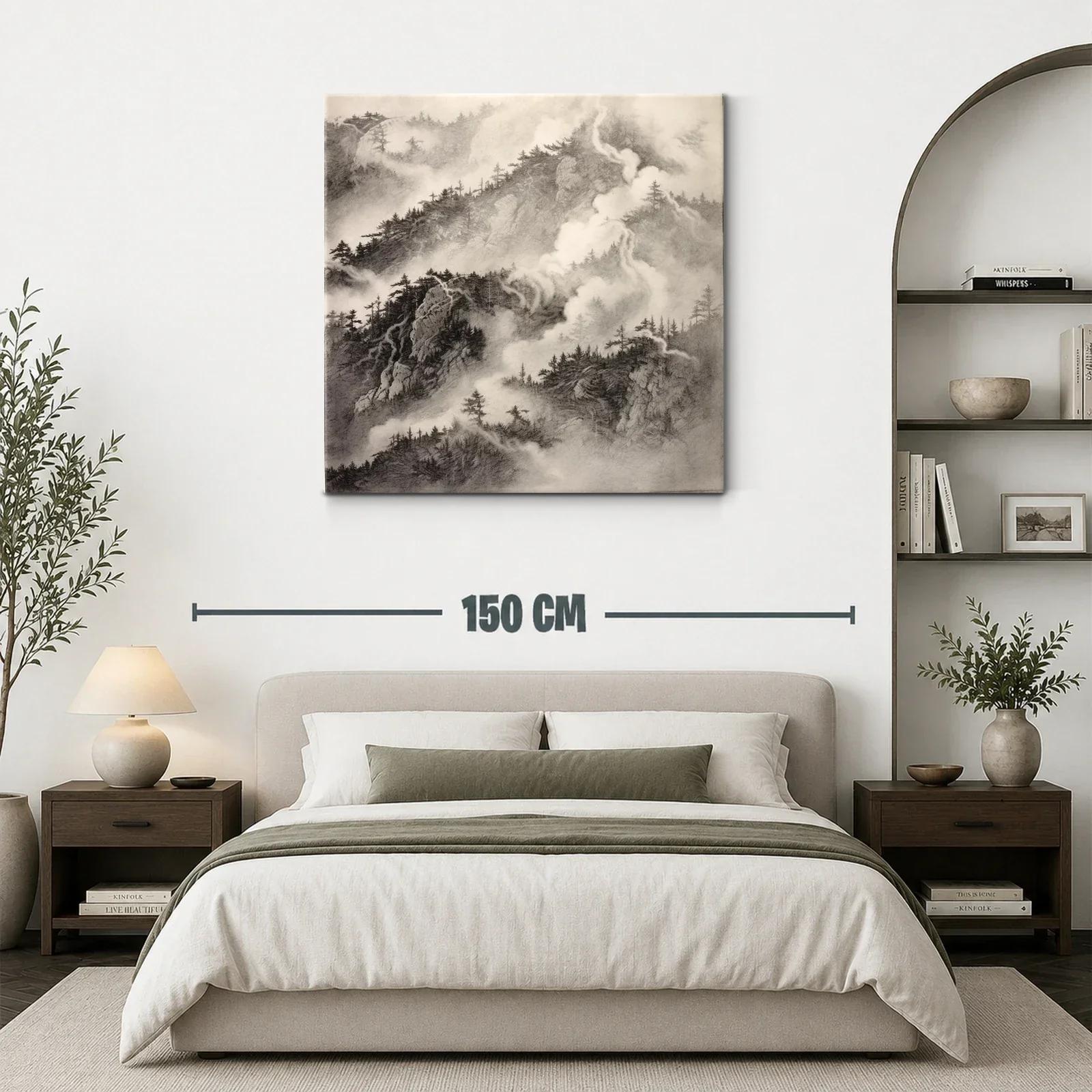 Paisaje de Montañas Nebulosas en Tonos Monocromáticos — miniatura 3