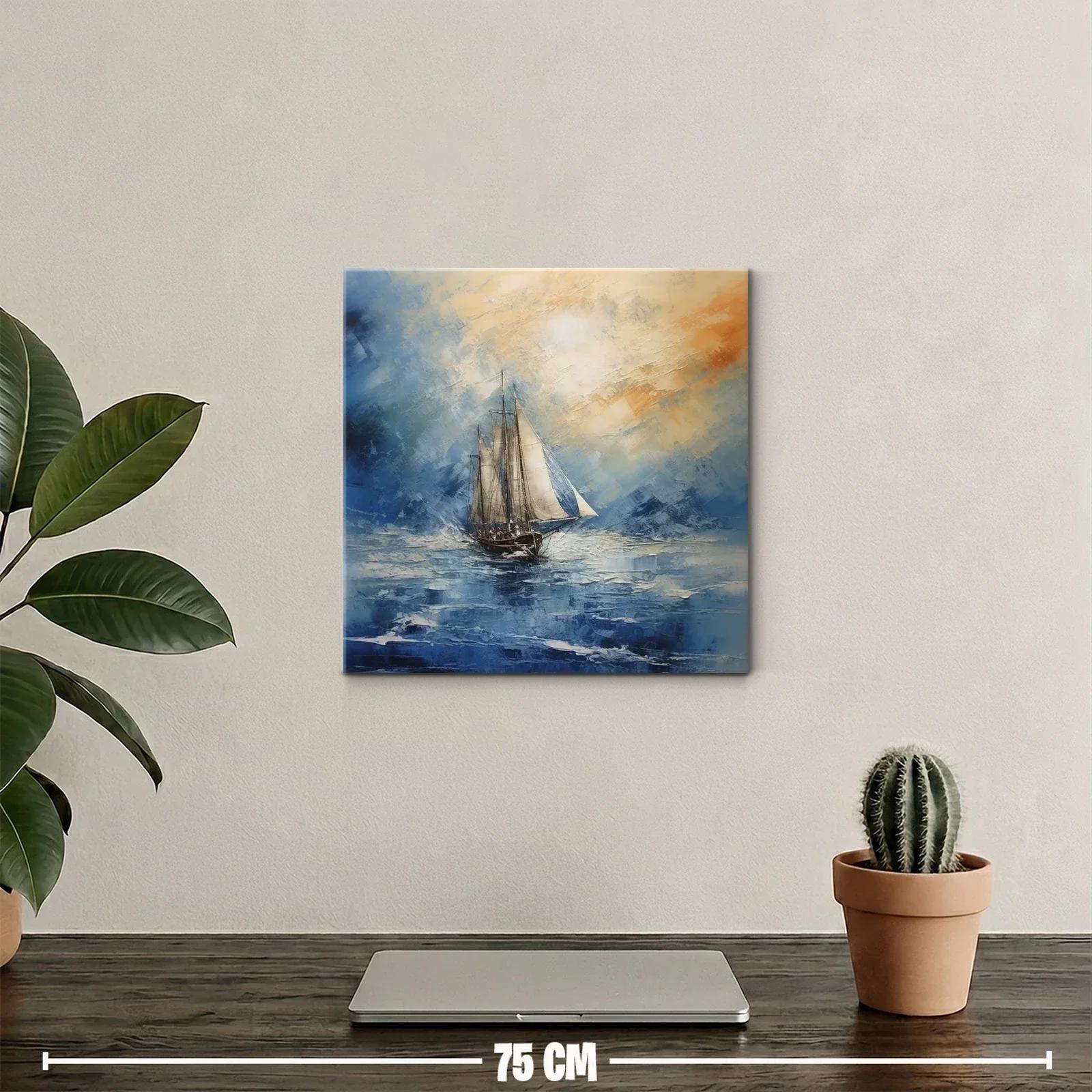 Velero navegando en mar azul con cielos luminosos — miniatura 2