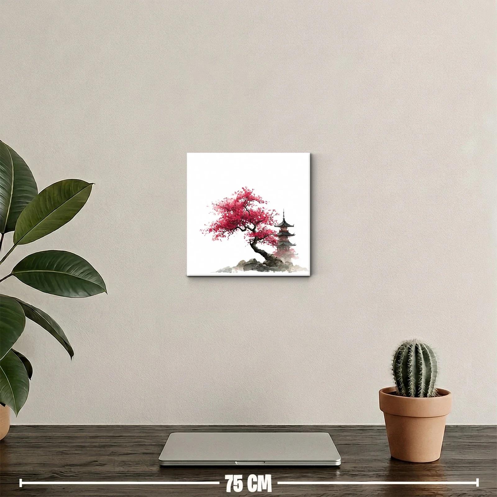 Árbol de Cerezo en Flor con Pagoda Japonesa — miniatura 2