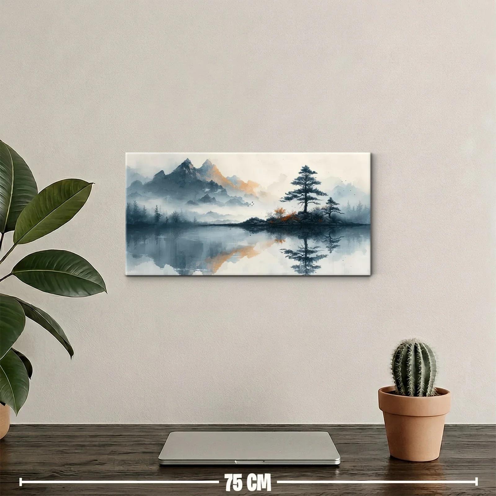 Cuadro isla con pino solitario y lago en calma — miniatura 2