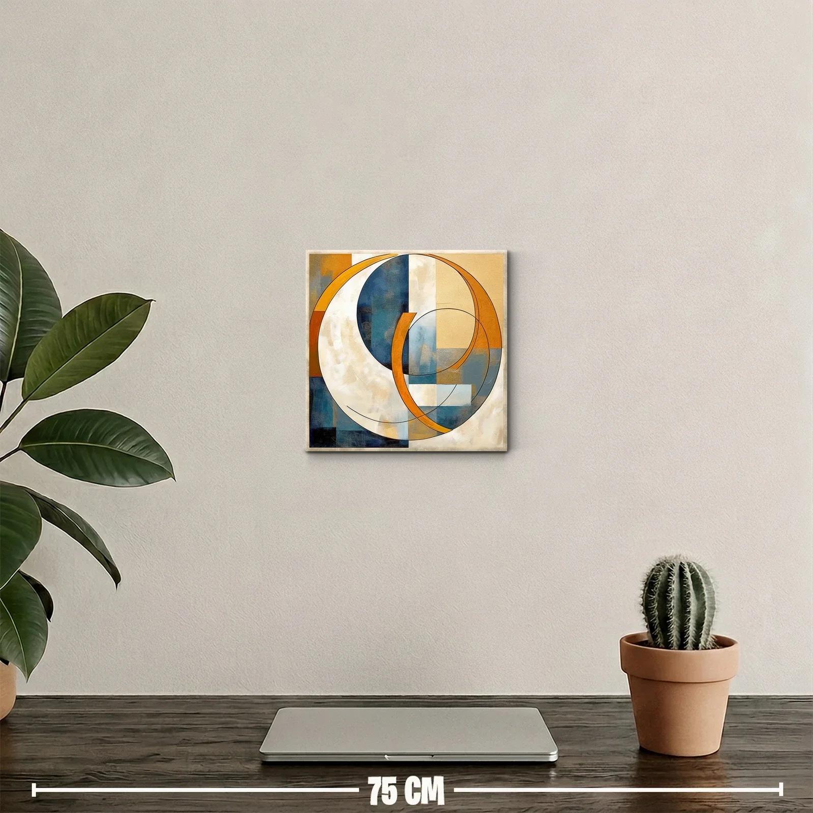 Cuadro abstracto con formas circulares y tonos cálidos — miniatura 2