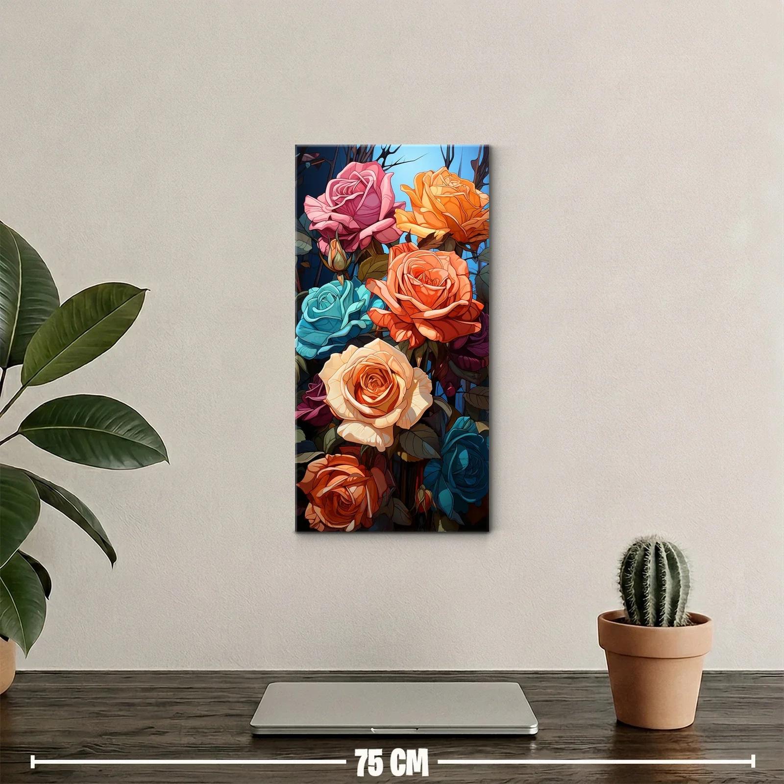 Cuadro ramo de rosas en coral y turquesa — miniatura 2