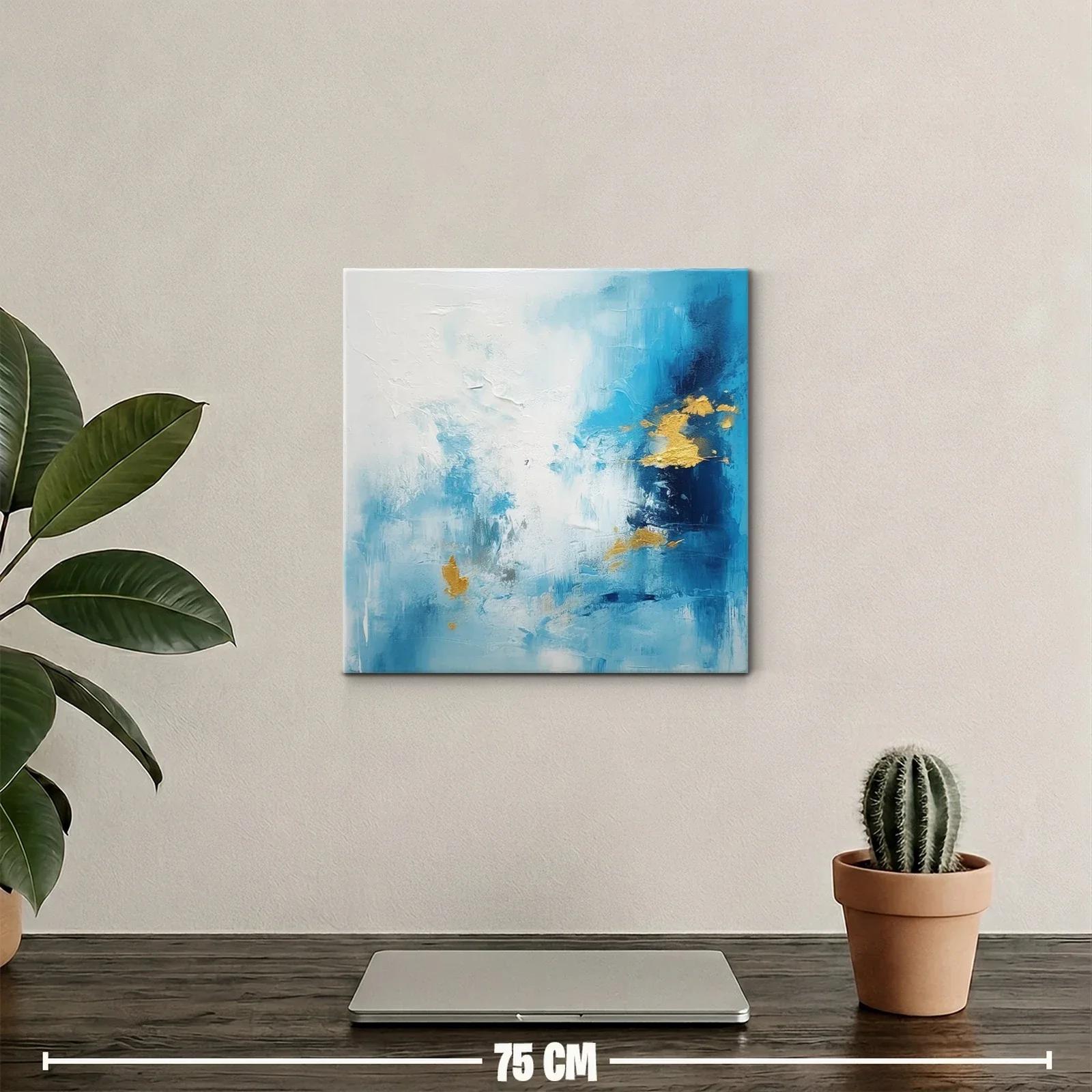 Cuadro abstracto con tonos azules y toques dorados — miniatura 2