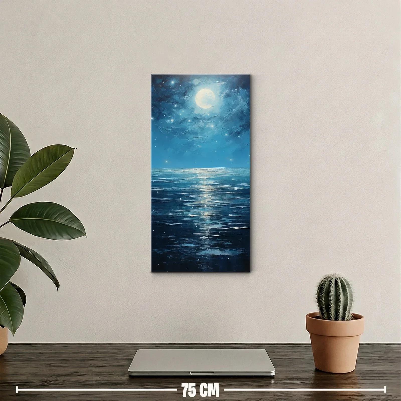 Cuadro luna llena sobre el mar con reflejo brillante — miniatura 2