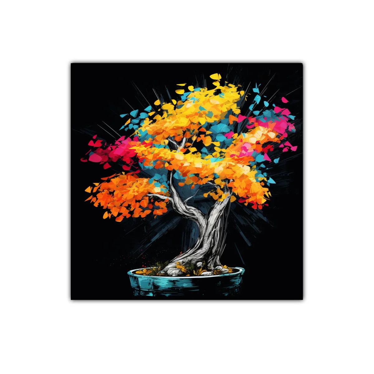 Árbol de colores vibrantes sobre fondo oscuro — imagen principal