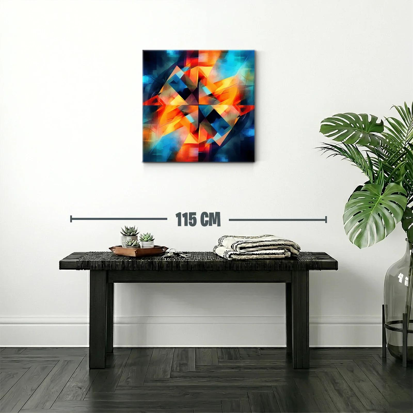 Cuadro abstracto con vibrantes tonos cálidos y fríos — miniatura 2