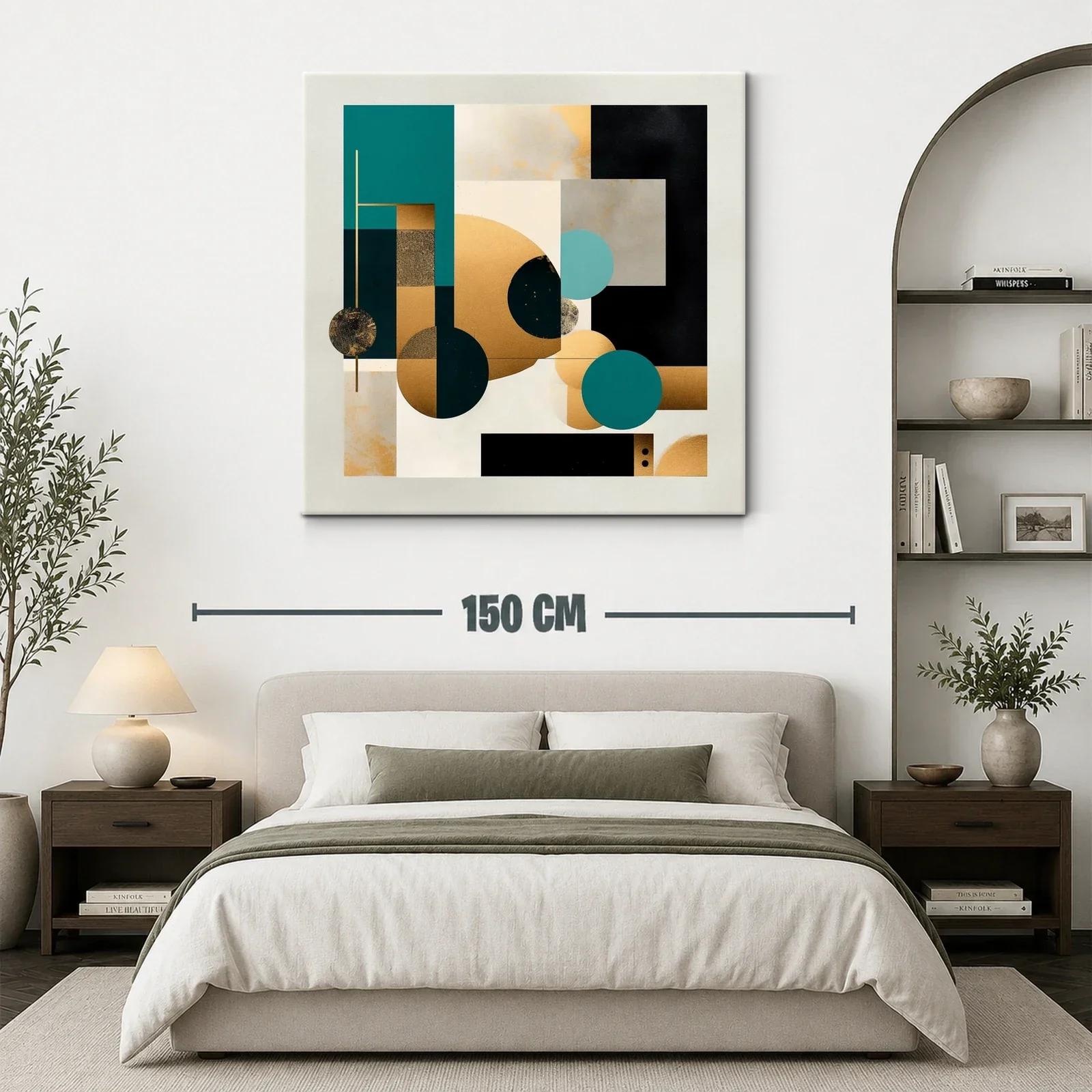 Composición abstracta con tonos dorados y azul profundo — miniatura 3
