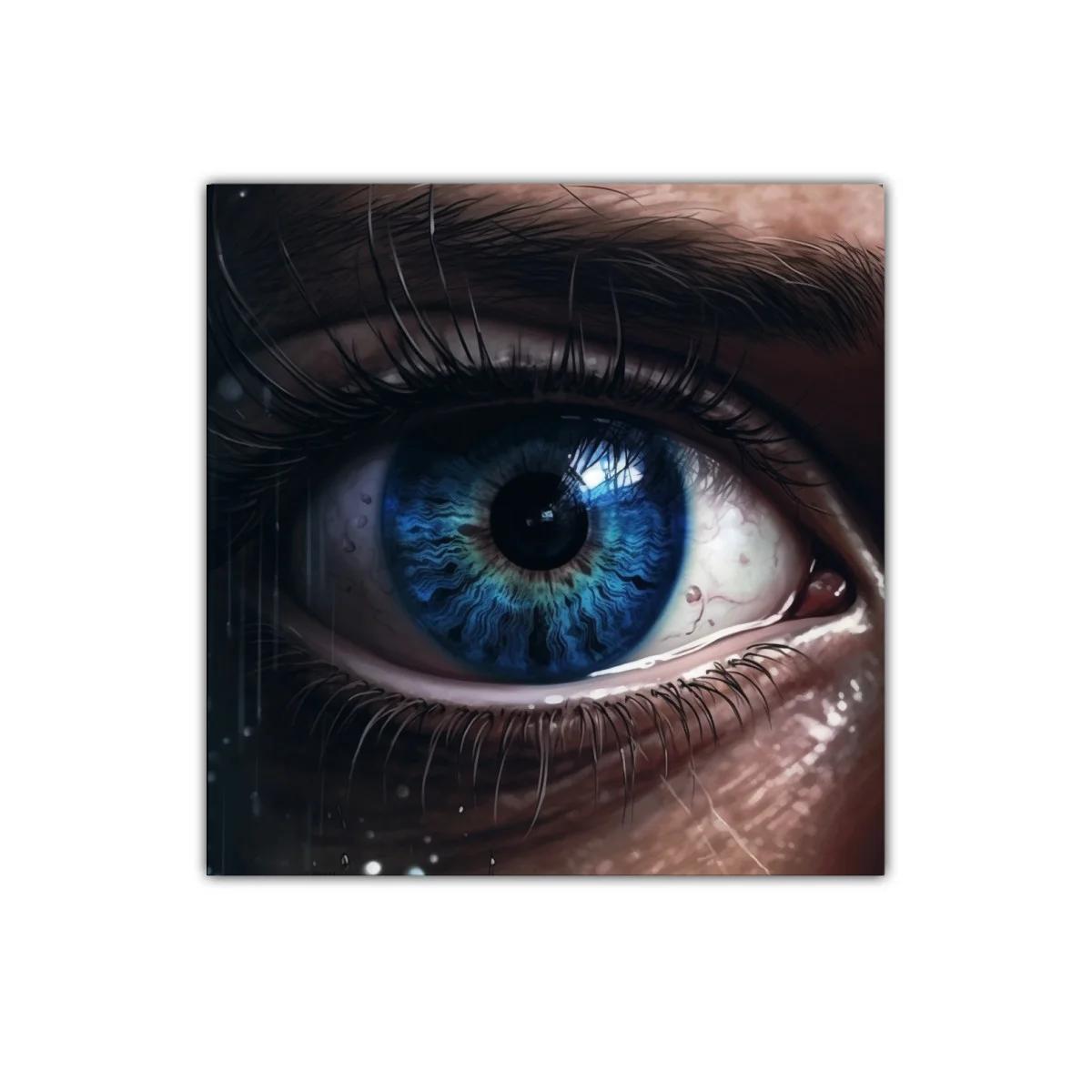Detalle impactante de un ojo azul con texturas profundas