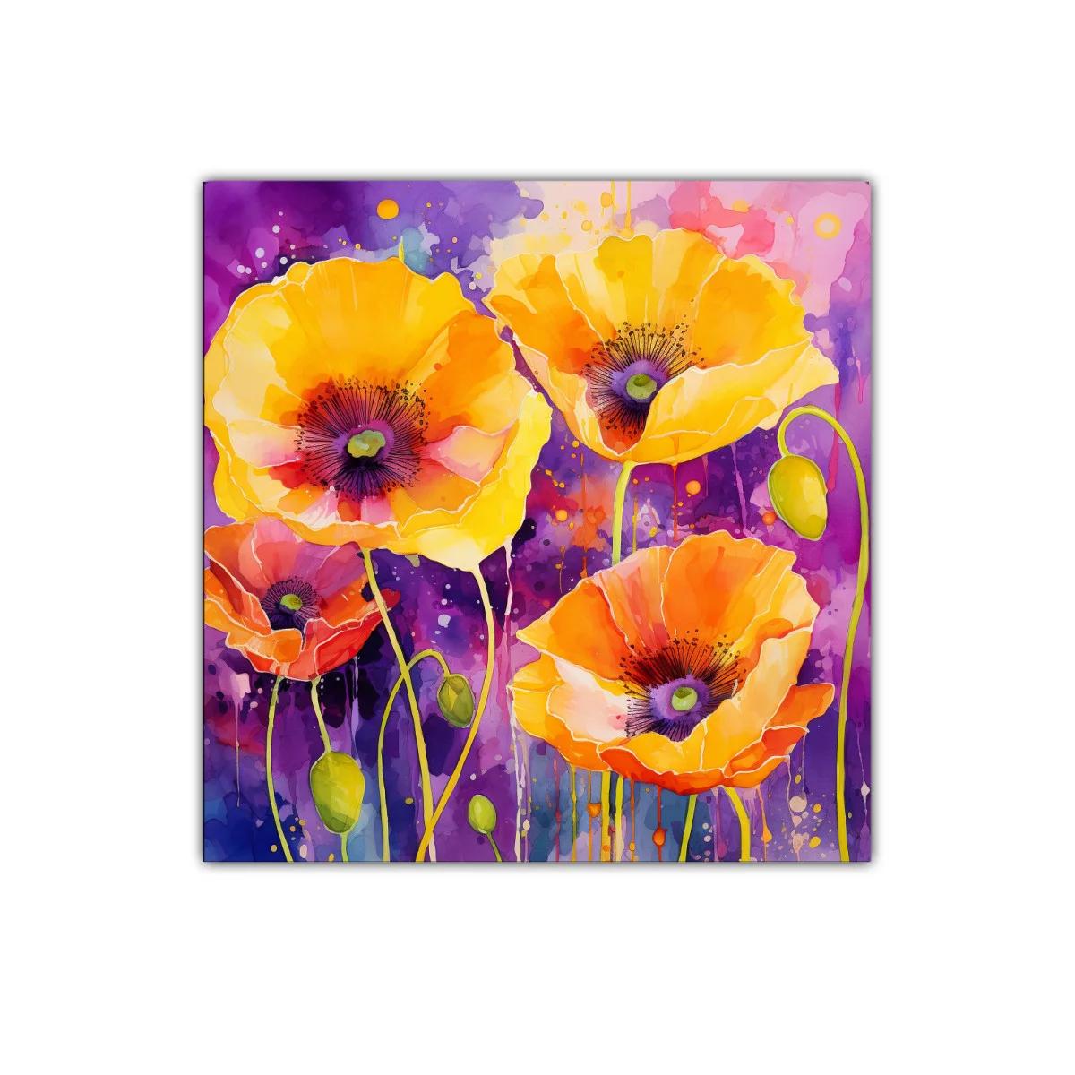 Cuadro decorativo con flores amarillas y naranjas vibrantes — imagen principal