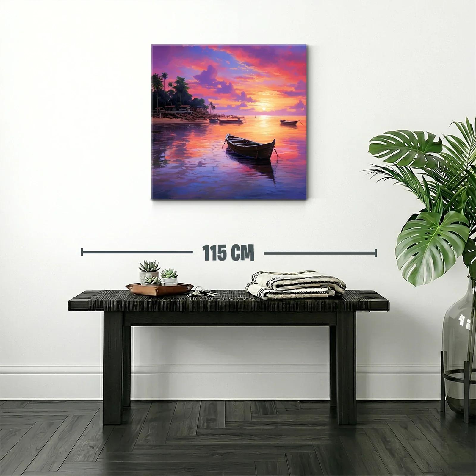 Atardecer sereno con barcos en aguas tranquilas — miniatura 2