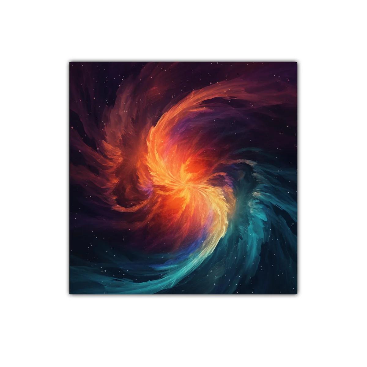 Cuadro abstracto con torbellino de fuego y agua en movimiento