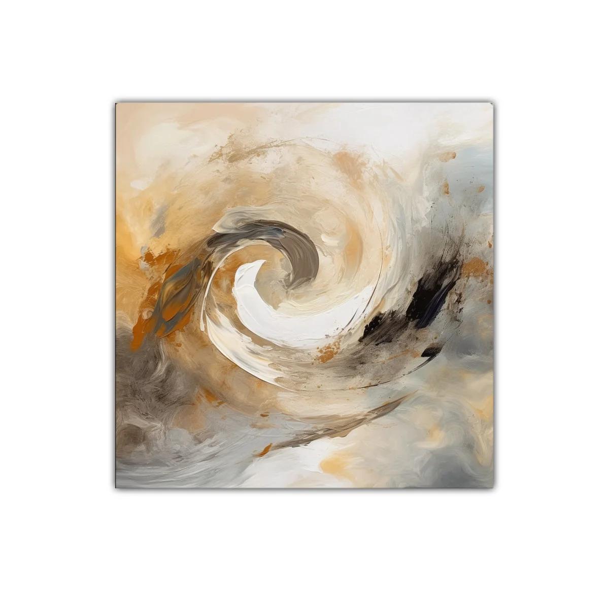 Cuadro abstracto en tonos tierra y gris con movimiento dinámico