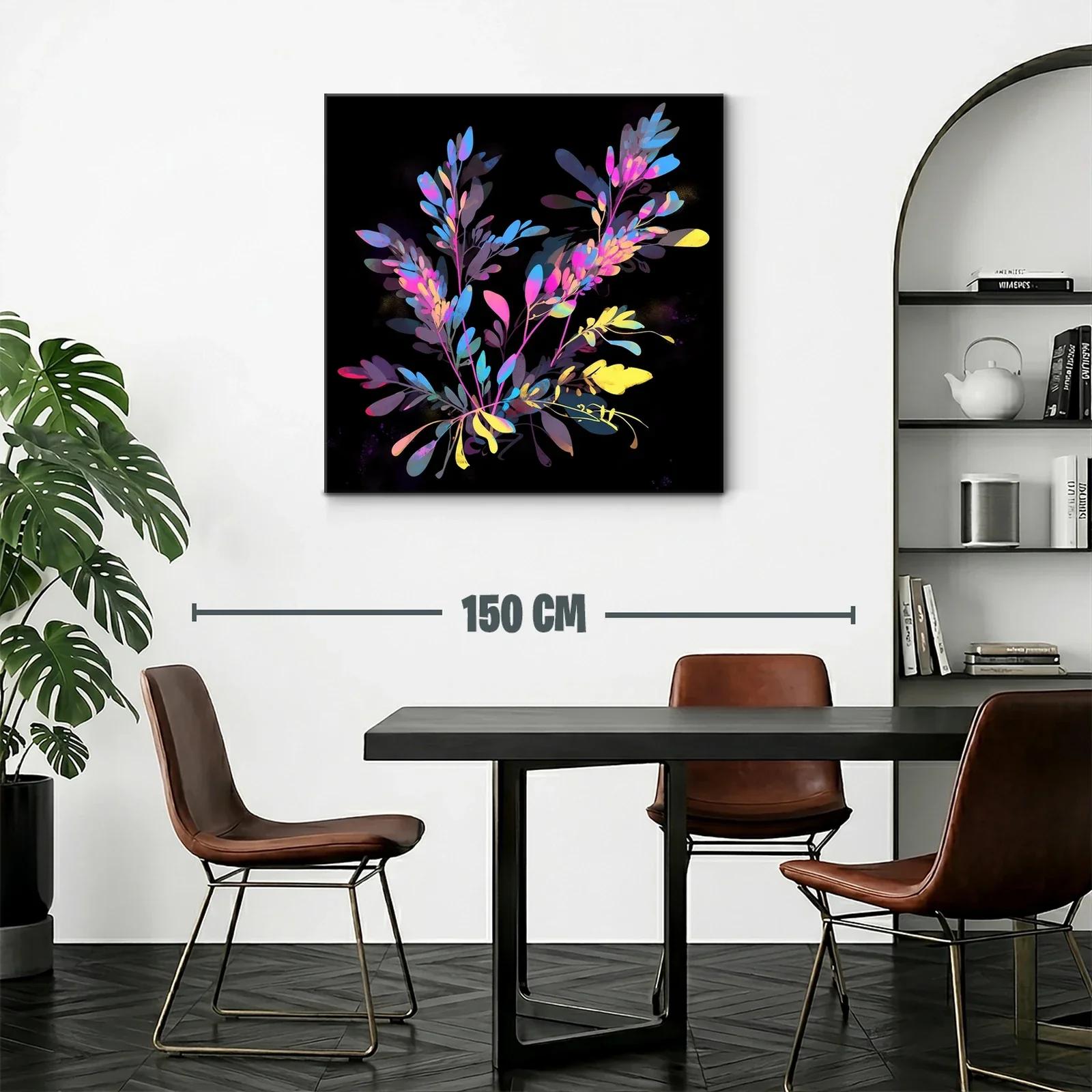 Composición floral vibrante con tonos neón sobre fondo oscuro — miniatura 2