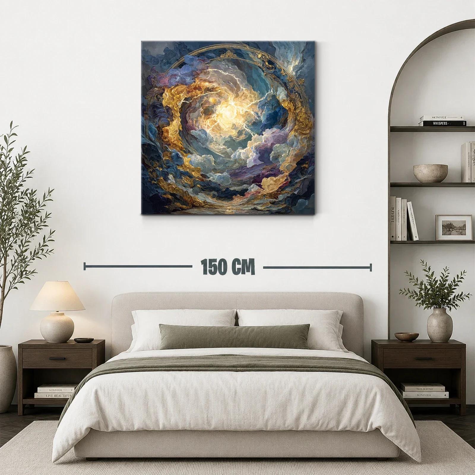 Cuadro celestial con vibrantes destellos dorados y azules — miniatura 3