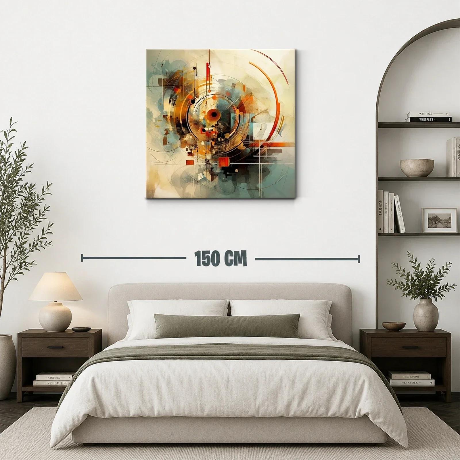Composición abstracta con círculos y líneas en tonos cálidos — miniatura 3