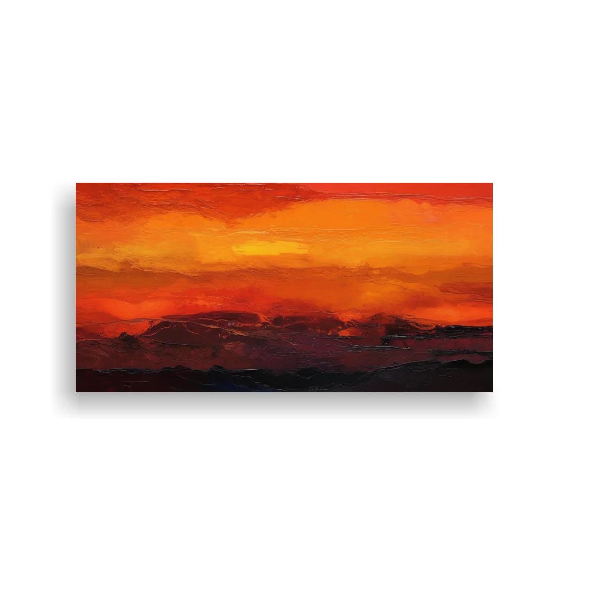 Cuadro atardecer abstracto con bandas de color y horizonte bajo