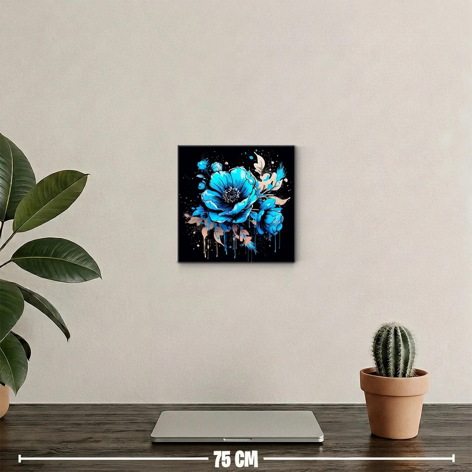 Flores vibrantes en tonos azules sobre fondo oscuro — miniatura 2