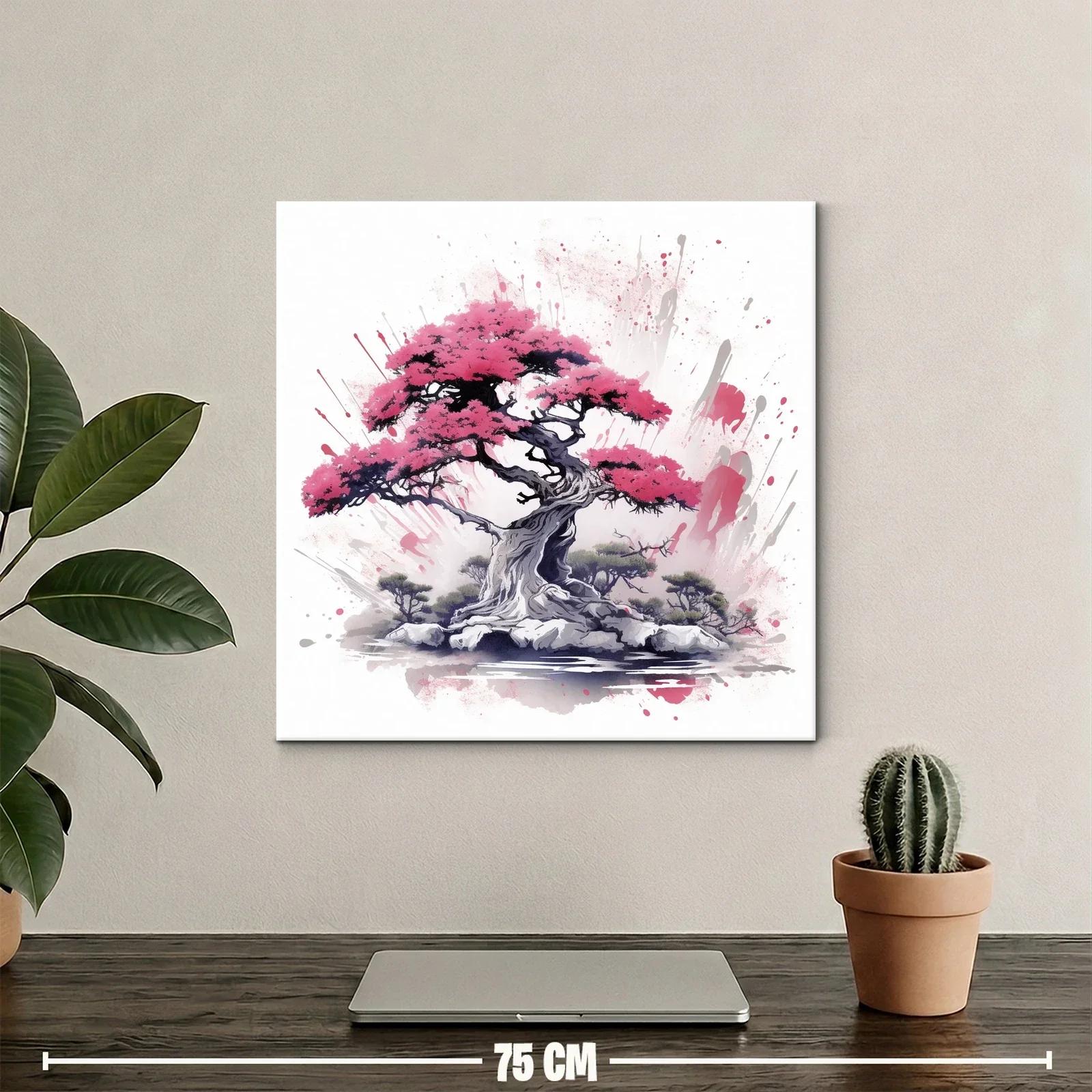 Armonía natural en árbol bonsái con vibrantes tonos rosas — miniatura 2