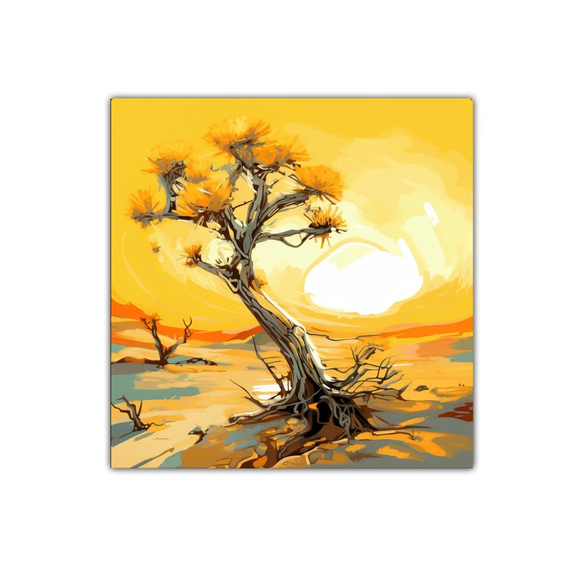 Árbol solitario en paisaje desértico iluminado al atardecer — imagen principal
