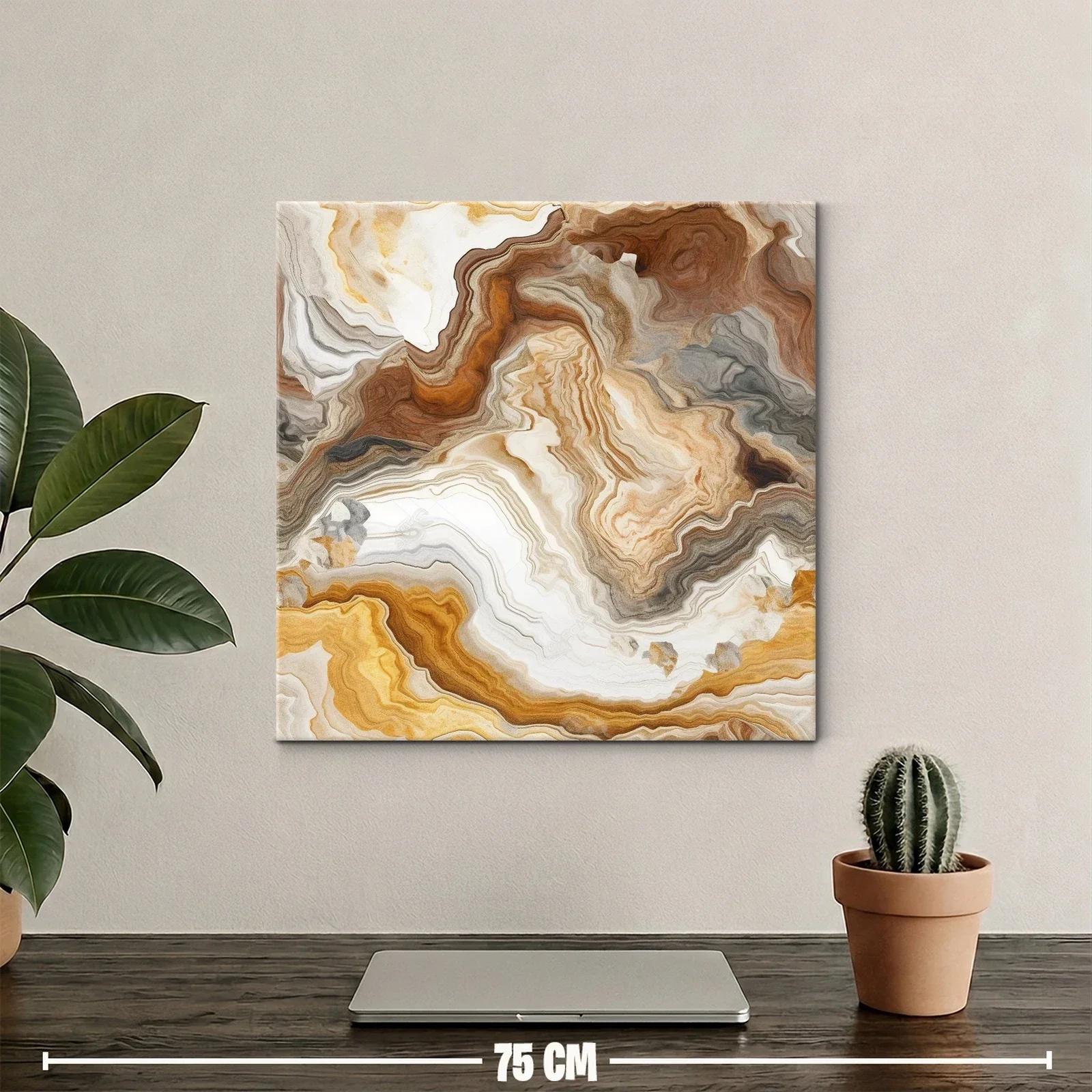 Atractivo cuadro abstracto en tonos tierra y cremas — miniatura 2