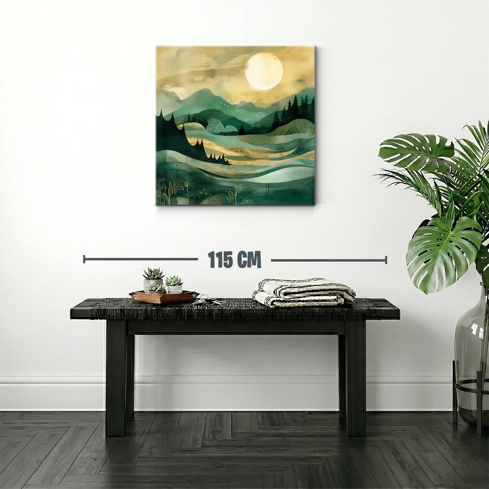 Paisaje onírico con montañas y luna brillante — miniatura 2