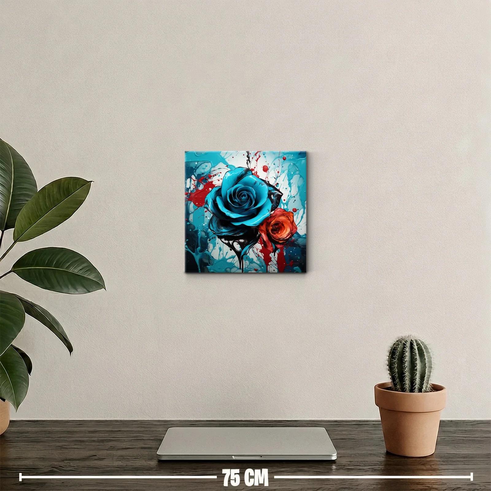 Rosas vibrantes en contraste de azul y rojo — miniatura 2